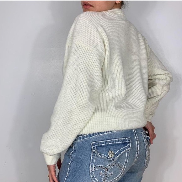 VINTAGE WHITE KNIT PUFFY AND CHUNKY SWEATER - Picture 3 of 4